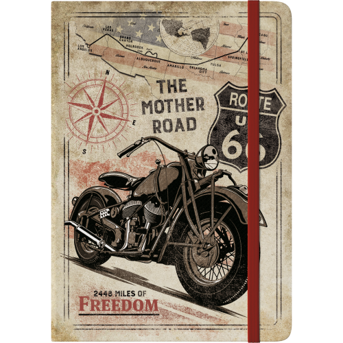 Nostalgic - Route 66 Bike Map - Notebook A5