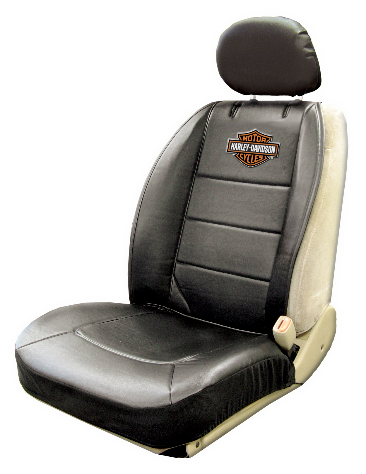 Plasticolor - Sideless Seat Cover - Orange/White Bar & Shield