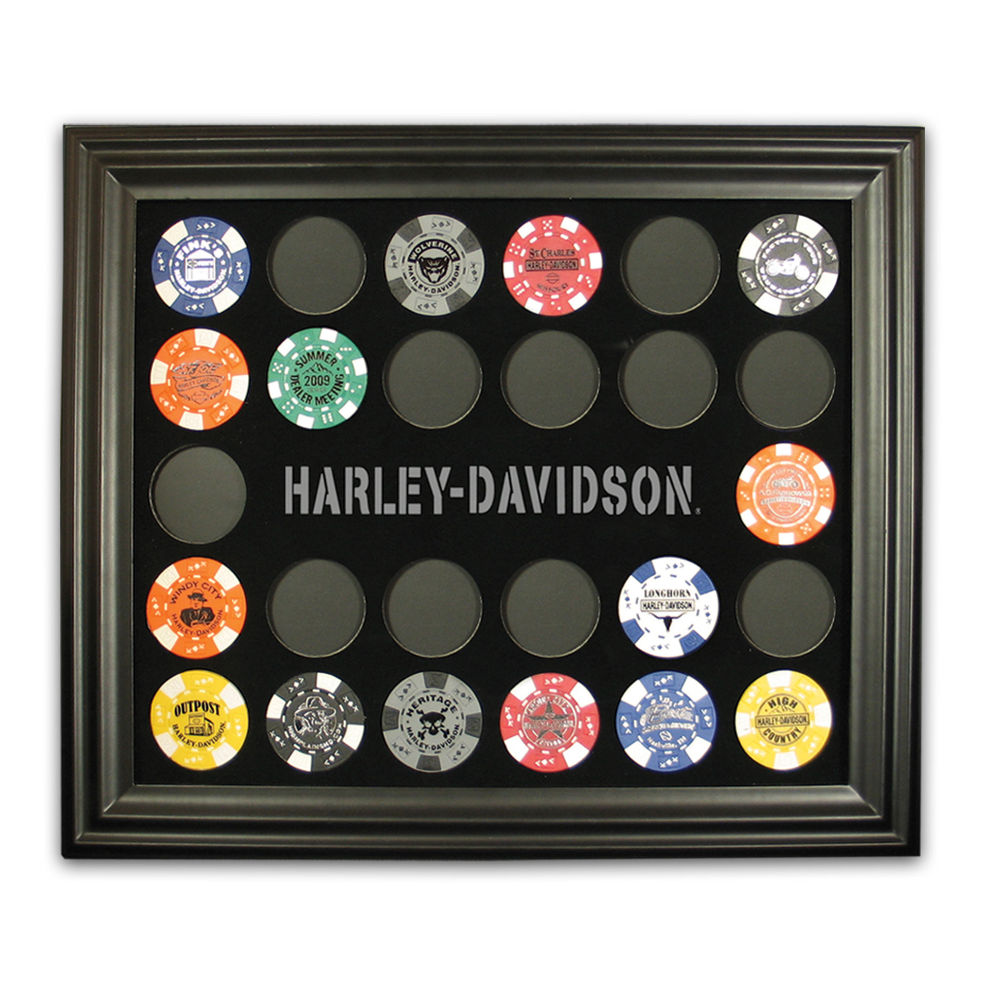 Dart World - H-D Black Poker Chip Frame  (holds 26 Poker Chips)