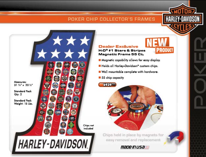 Dart World - H-D #1 Stars & Stripes Magnetic Frame  (holds 55 Poker Chips)