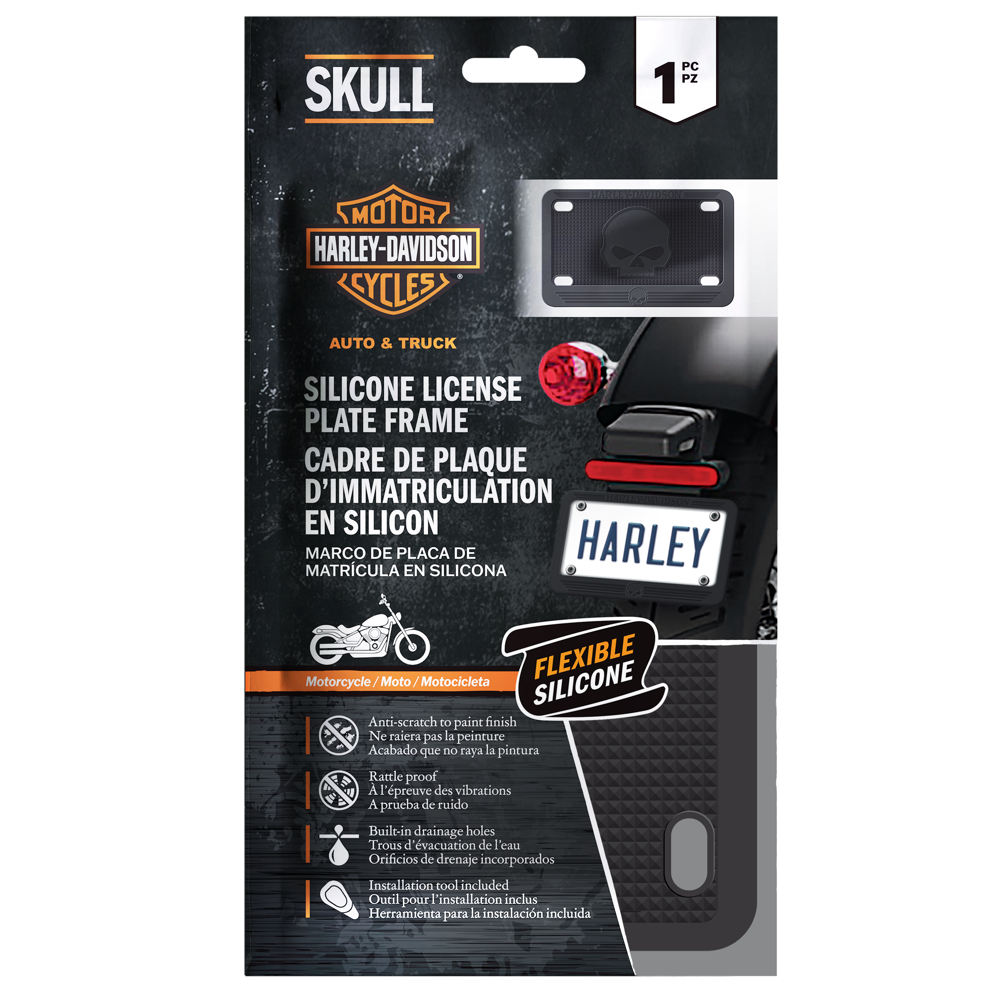 Chroma - Harley Skull Silicone Motorcycle License Plate Frame