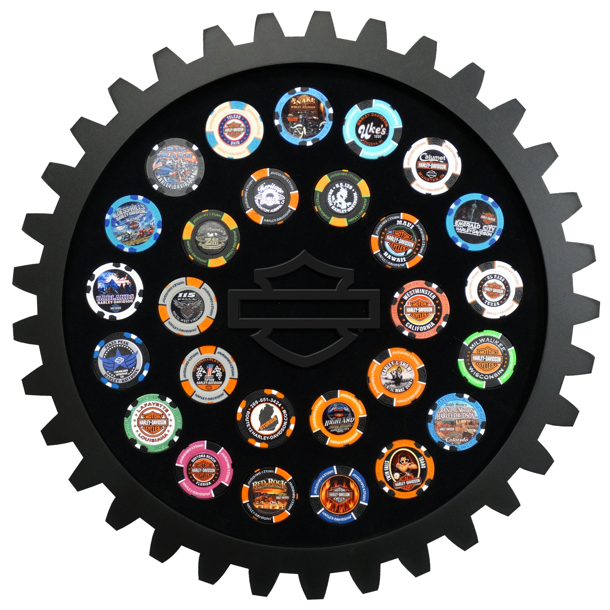Dart World - H-D SPROCKET FRAME  (holds 26 Poker Chips)
