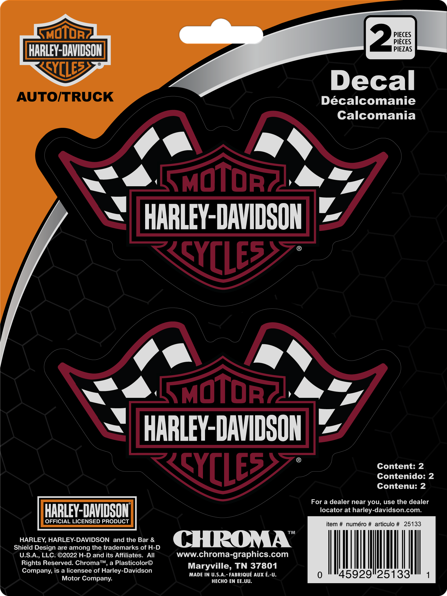 Chroma - H-D B&S w/Racing Flags Burgandy 15x20 Decal