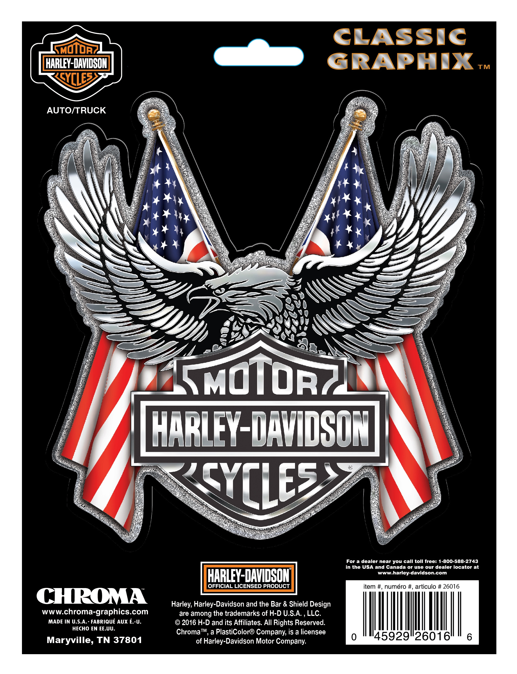 Chroma - Classic Graphix Silver Bar & Shield Eagle w/ American Flag