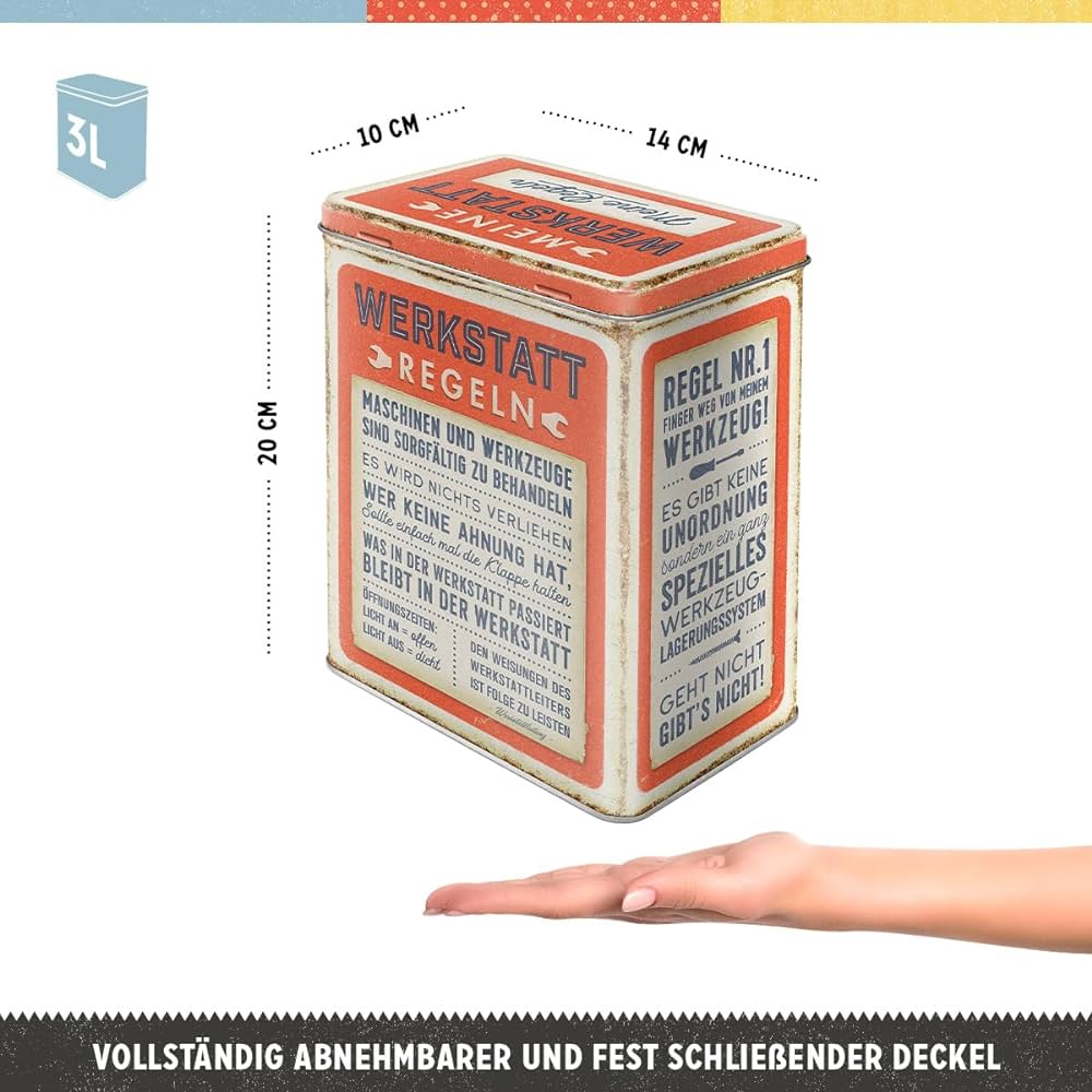 Nostalgic - Werkstattregeln - Tin Box L
