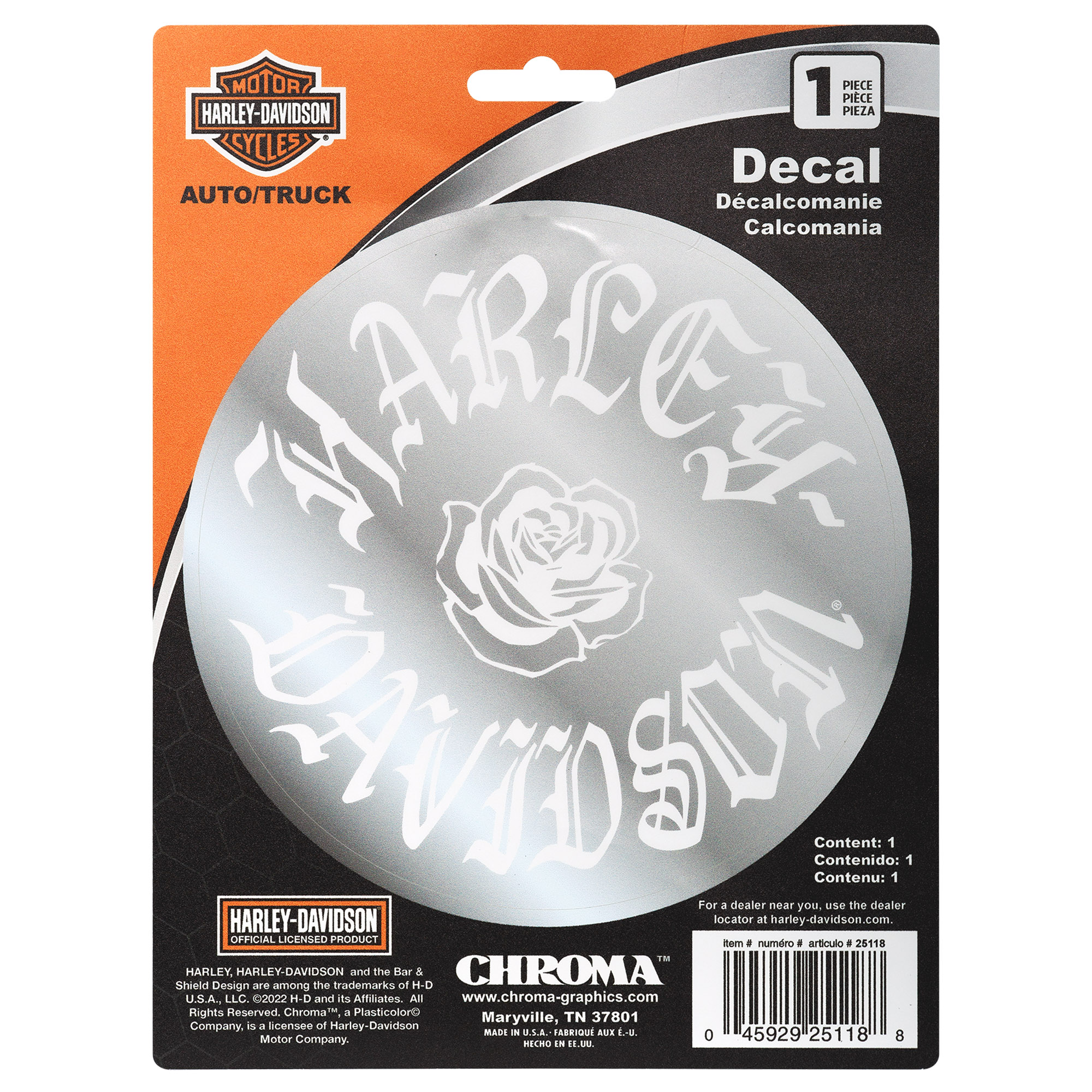 Chroma - H-D Text with White Rose 15x20 Decal