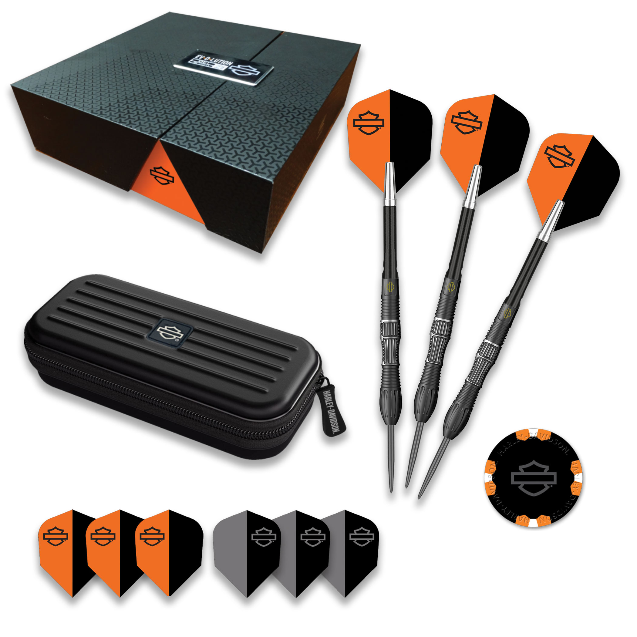 Dart World - H-D EV•O•LUTION Laser Engraved Tungsten Boxed Dart Set