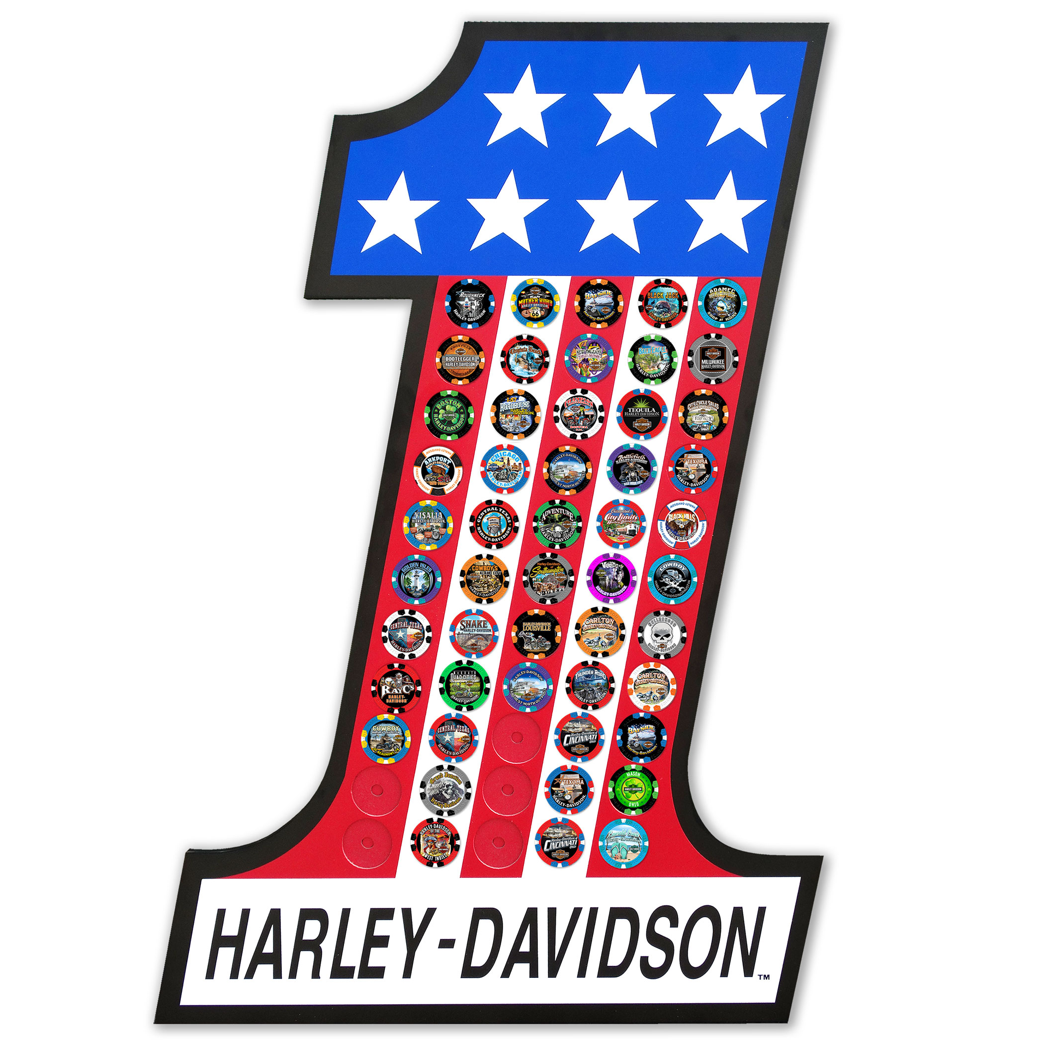Dart World - H-D #1 Stars & Stripes Magnetic Frame  (holds 55 Poker Chips)