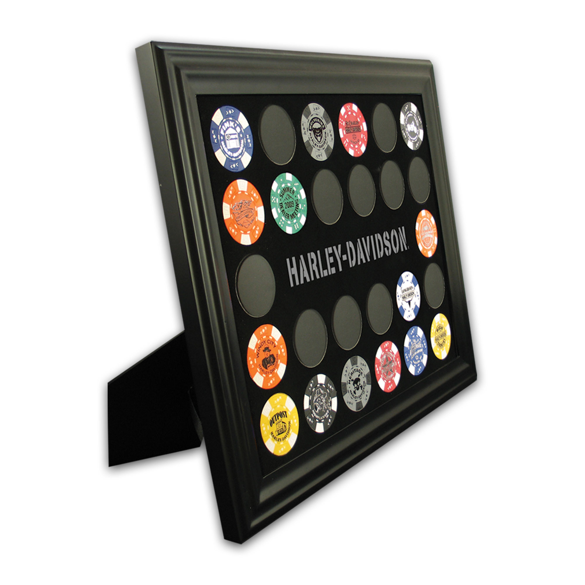Dart World - H-D Black Poker Chip Frame  (holds 26 Poker Chips)
