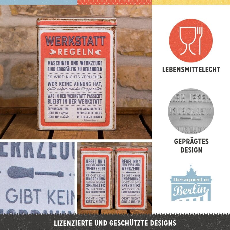 Nostalgic - Werkstattregeln - Tin Box L